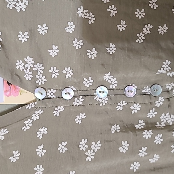 ENTRO‎ Women's Olive Green Short Sleeve Floral Mini Dress - Size L NEW WITH TAGS - Picture 3 of 11